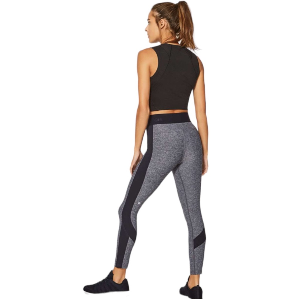 LULULEMON Box It Out Tight Heathered Gray & Black Full Length Leggings Size 4 - Picture 6 of 7